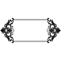 Vintage border frame engraving with retro ornament pattern in antique baroque style decorative design. Vector