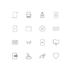 Files And Folders, Sign linear thin icons set. Outlined simple vector icons