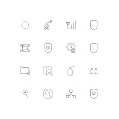 Internet Security linear thin icons set. Outlined simple vector icons
