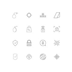 Internet Security linear thin icons set. Outlined simple vector icons