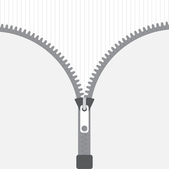 Vector zipper, fastener vector. Zipper isolated on gray background. Fashion fastener, zipper for cloth. Flat design. Vector illustration EPS10. 