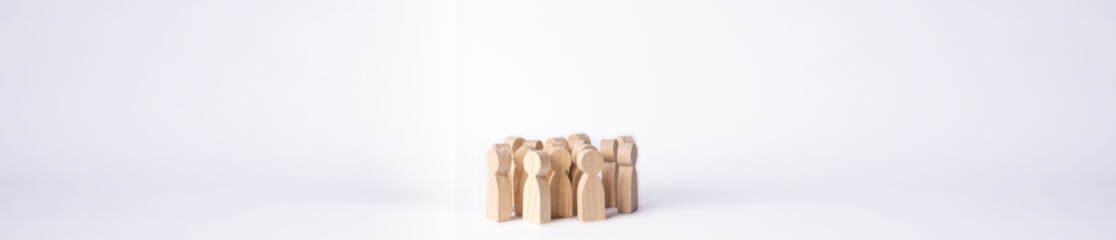 A crowd of people on a white background. People stand in the crowd and discuss. Cooperation and...