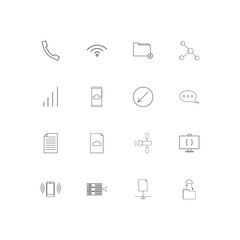 Network And Database linear thin icons set. Outlined simple vector icons