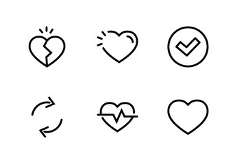 Set heart Line icon stock vector illustration. Editable Stroke. 100x100 Pixel Perfect