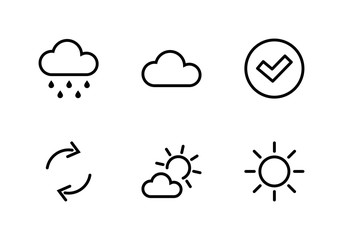 Set weather sun cloud Line icon stock vector illustration. Editable Stroke. 100x100 Pixel Perfect