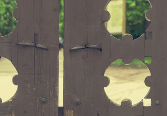 vintage wooden door with close-up pattern