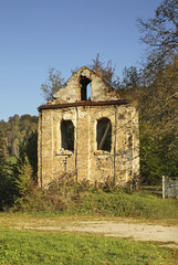 Fototapeta na wymiar Belfry of old church in Terka village. Subcarpathian voivodeship. Poland