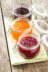 Fruity jam jelly in jar.