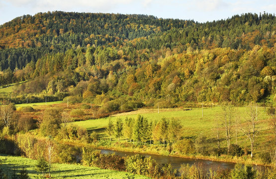 Landscape near Terka village. Subcarpathian voivodeship. Poland