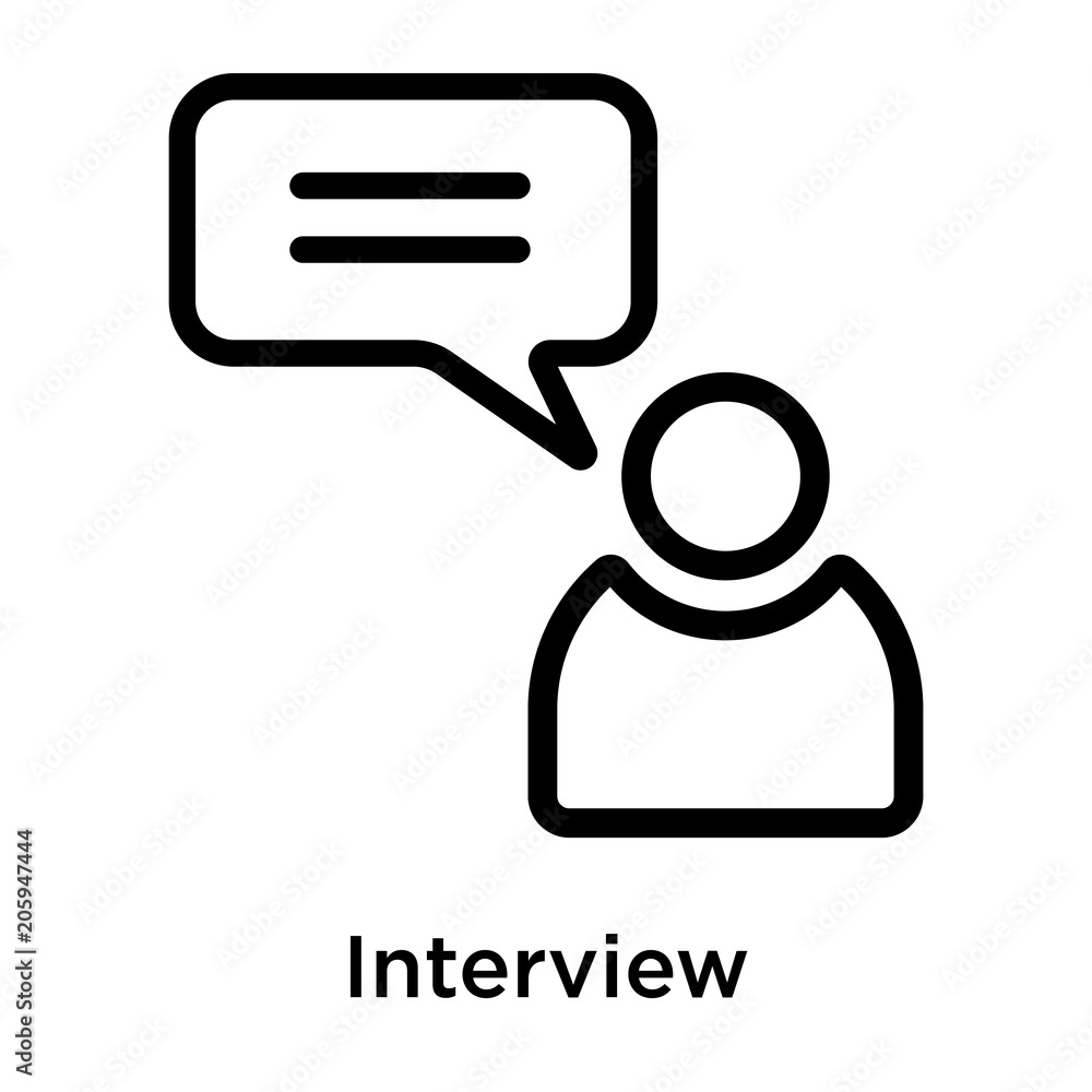 Poster interview icon vector sign and symbol isolated on white background