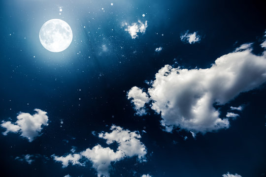 background night sky with stars and moon. Elements of this image furnished by NASA
