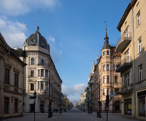 Fototapeta na wymiar Piotrkowska street in Lodz city, Lodzkie, Poland