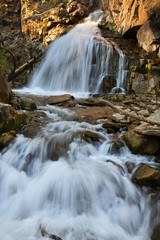 Kamyshlinsky falls at Kamyshla river near Barangol village. Altai Republic. Russia