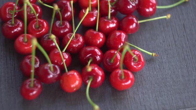Fresh Cherries On A Table, Top View