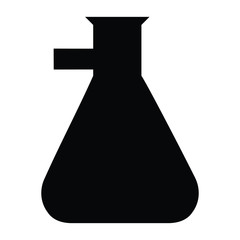 A black and white silhouette of a flask