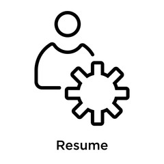 Resume icon vector sign and symbol isolated on white background