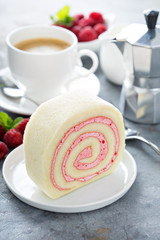 Vanilla roll cake with berry filling