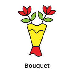 Bouquet icon vector sign and symbol isolated on white background