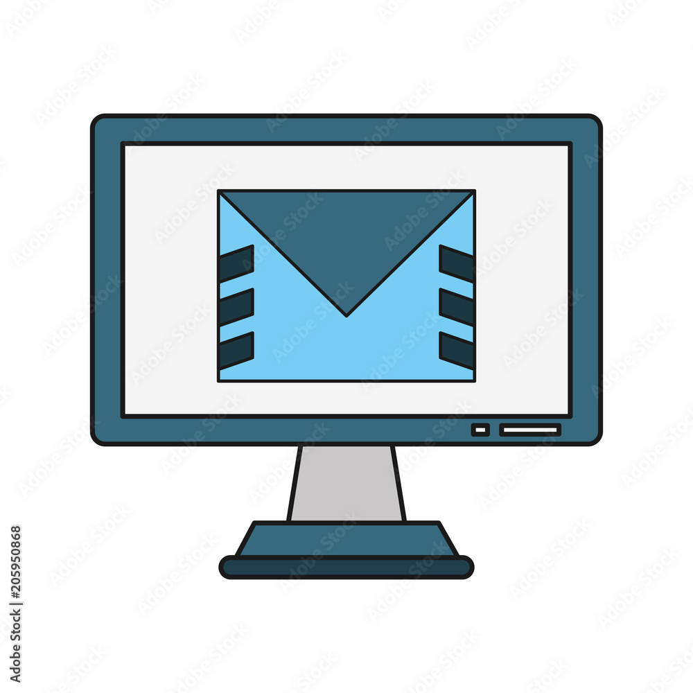 Poster sending email from computer vector illustration graphic design