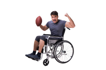 Fototapeta premium Football player recovering from injury on wheelchair