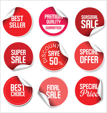 Sale stickers and tags red design illustration