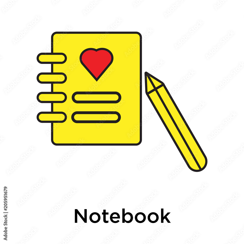 Poster notebook icon vector sign and symbol isolated on white background