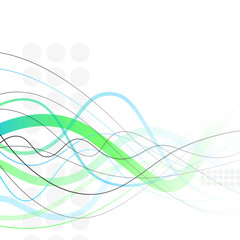 Abstract curved color lines on a white background