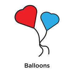Balloons icon vector sign and symbol isolated on white background