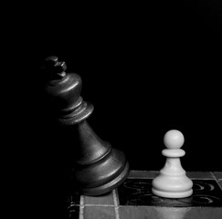 Scacchi fotografati su una scacchiera