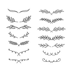 Hand drawn vector laurels, flourishes and borders