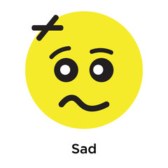 Sad icon vector sign and symbol isolated on white background