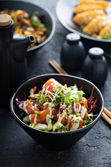 Poke bowl with salmon and vegetables