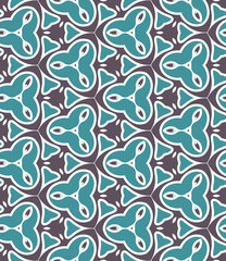 Fototapeta na wymiar Blue Fabric print. Geometric pattern in repeat. Seamless background, mosaic ornament, ethnic style. 