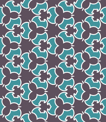 Blue Fabric print. Geometric pattern in repeat. Seamless background, mosaic ornament, ethnic style. 