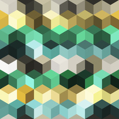 Hexagon grid seamless vector background. Minimal polygons six corners geometric design. Trendy colors hexagon cells pattern for game ui. Hexagonal shapes modern backdrop.