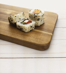 Sushi Rolls On Wood