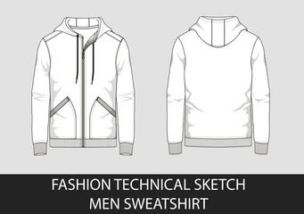 Technical sketch man hooded sweatshirt in vector graphic © Vlad Bitte