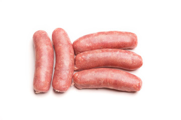 Sausages for frying isolated on white background