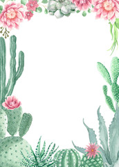 Obraz na płótnie Canvas Watercolor Cactus and Succulents