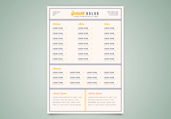 Menu Layout with Orange Accents