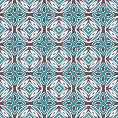 Blue Fabric print. Geometric pattern in repeat. Seamless background, mosaic ornament, ethnic style. 