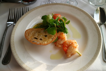 Skewered King Prawns in Aeoli