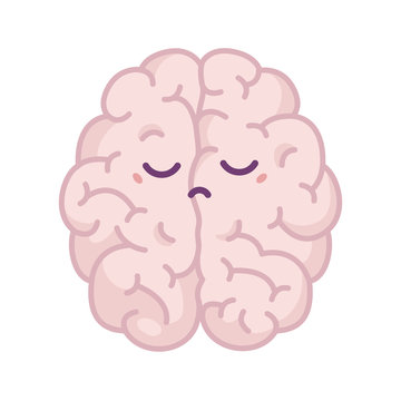 Negative thinking. Sad brain flat illustration
