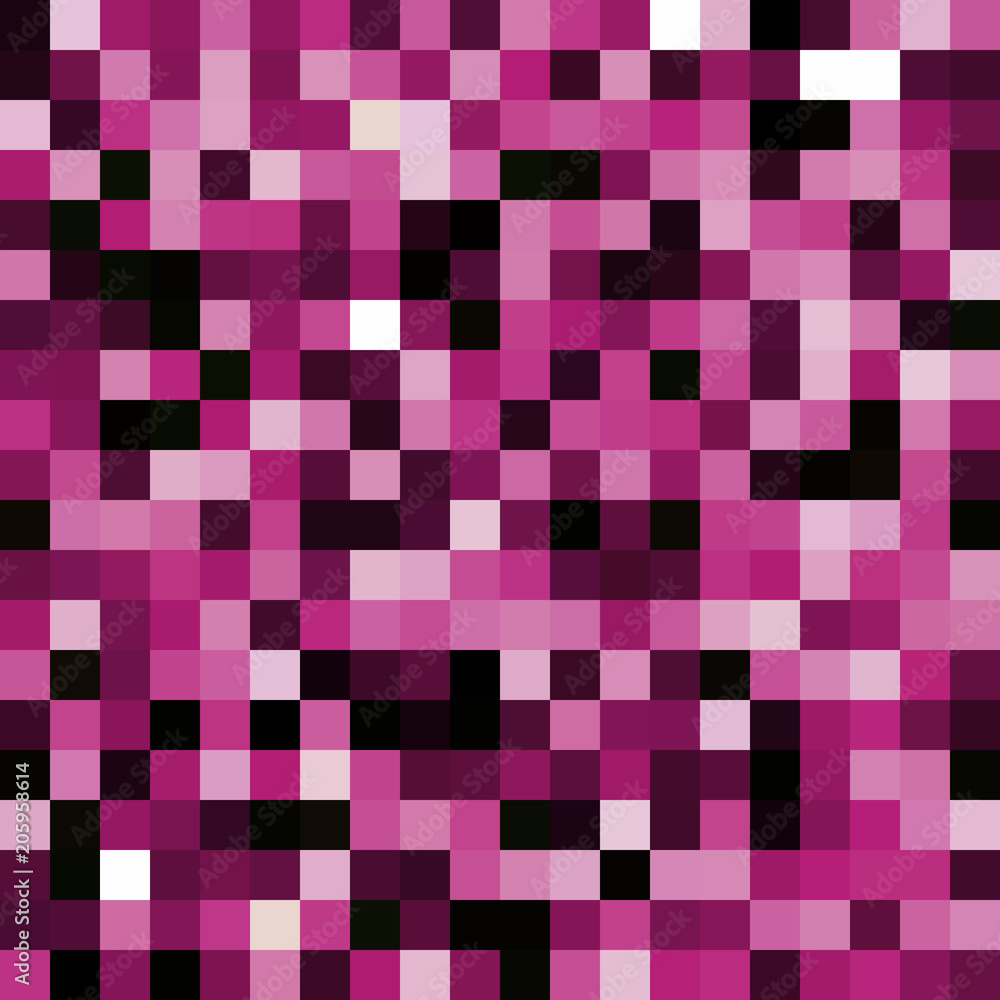 Poster abstract pink pixel background mosaic made of small squares. seamless vector pattern.