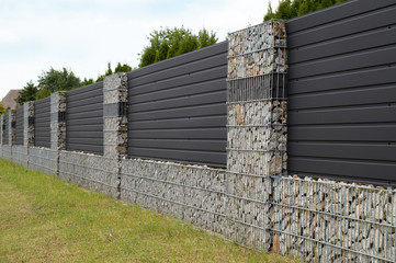 Modern gabion wall.