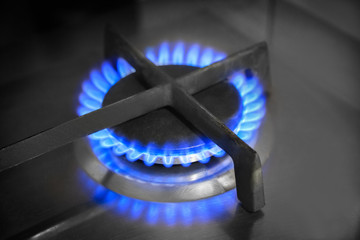 Flame of kitchen gas stove