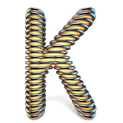 Orange yellow letter K in metal cage 3D