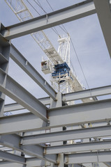 Crane command center along with iron girders