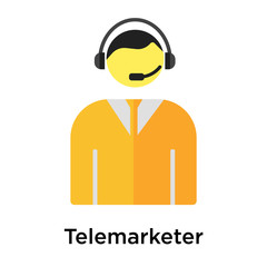 Telemarketer icon vector sign and symbol isolated on white background