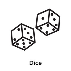 Dice icon vector sign and symbol isolated on white background